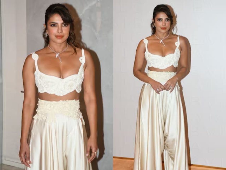 Draped in pristine white attire, Priyanka Chopra attends an event at a Mumbai mall